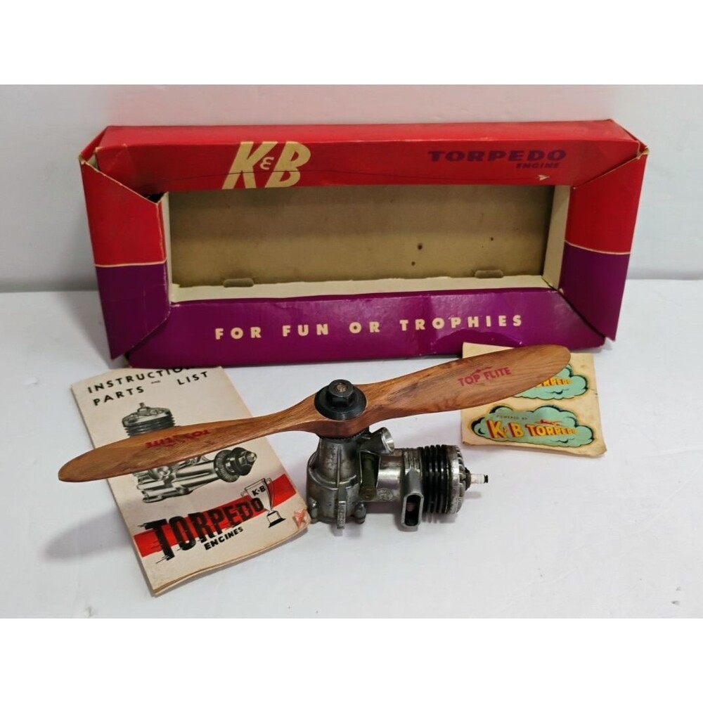 Vintage K&B Torpedo Engine .19 with Propeller and Booklet
